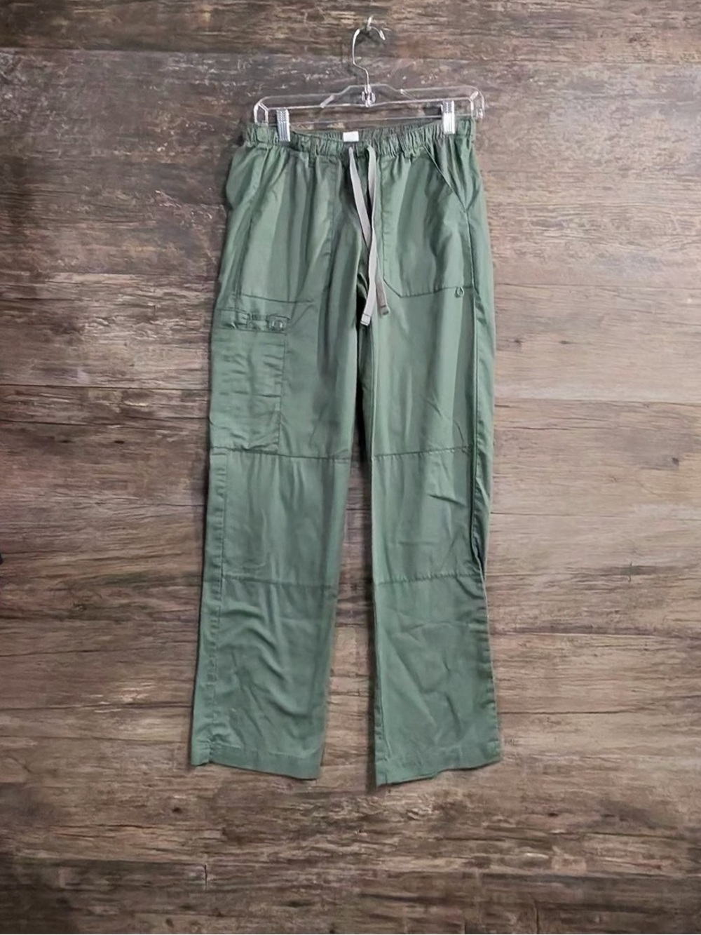 WonderWink Olive Green Cargo Scrub Pants with Drawstring